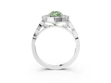 White gold Fancy Green Pear  Halo Diamond Engagement Ring with Milgrain Band and Four-Prong Setting_88
