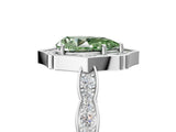 White gold Fancy Green Pear  Halo Diamond Engagement Ring with Milgrain Band and Four-Prong Setting_89