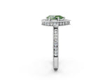 White gold Fancy Green Pear  Halo Diamond Engagement Ring with Milgrain Pave Band and Four-Prong Setting_83