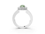 White gold Fancy Green Pear  Halo Diamond Engagement Ring with Milgrain Pave Band and Four-Prong Setting_84