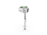 White gold Fancy Green Pear  Halo Diamond Engagement Ring with Pavé Band and Four-Prong Setting_155