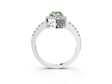 White gold Fancy Green Pear  Halo Diamond Engagement Ring with Pavé Band and Four-Prong Setting_156