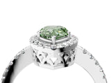 White gold Fancy Green Pear  Halo Diamond Engagement Ring with Pavé Band and Four-Prong Setting_157