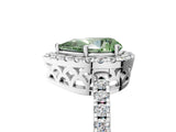 White gold Fancy Green Pear  Halo Diamond Engagement Ring with Pavé Band and Four-Prong Setting_158