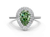 White gold Fancy Green Pear  Halo Diamond Engagement Ring with Solitaire Band and Four-Prong Setting_18
