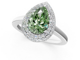 White gold Fancy Green Pear  Halo Diamond Engagement Ring with Solitaire Band and Four-Prong Setting_19