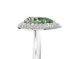 White gold Fancy Green Pear  Halo Diamond Engagement Ring with Solitaire Band and Four-Prong Setting_25