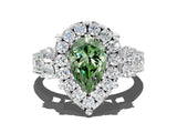 White gold Fancy Green Pear  Halo Diamond Engagement Ring with Split Shank and Four-Prong Setting_72