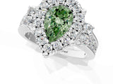 White gold Fancy Green Pear  Halo Diamond Engagement Ring with Split Shank and Four-Prong Setting_73