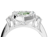 White gold Fancy Green Pear  Halo Diamond Engagement Ring with Split Shank and Four-Prong Setting_76