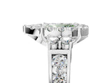 White gold Fancy Green Pear  Halo Diamond Engagement Ring with Split Shank and Four-Prong Setting_77
