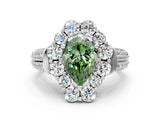 White gold Fancy Green Pear  Halo Diamond Engagement Ring with Split Shank and Prong Setting_65