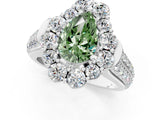 White gold Fancy Green Pear  Halo Diamond Engagement Ring with Split Shank and Prong Setting_66