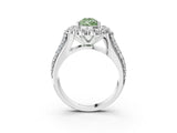 White gold Fancy Green Pear  Halo Diamond Engagement Ring with Split Shank and Prong Setting_70