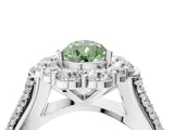 White gold Fancy Green Pear  Halo Diamond Engagement Ring with Split Shank and Prong Setting_71