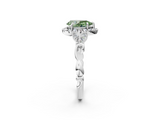 White gold Fancy Green Pear  Halo Diamond Engagement Ring with Vintage-Inspired Band and Four-Prong Setting_5