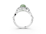 White gold Fancy Green Pear  Halo Diamond Engagement Ring with Vintage-Inspired Band and Four-Prong Setting_6