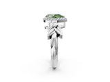 White gold Fancy Green Pear  Halo Diamond Floral Band with Four-Prong Setting_57