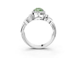 White gold Fancy Green Pear  Halo Diamond Floral Band with Four-Prong Setting_58