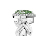 White gold Fancy Green Pear  Halo Diamond Floral Band with Four-Prong Setting_60