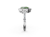 White gold Fancy Green Pear  Halo Diamond Pavé Band Ring with Prong Setting_22