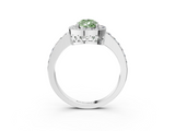 White gold Fancy Green Pear  Halo Diamond Pavé Band Ring with Prong Setting_23