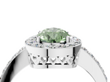 White gold Fancy Green Pear  Halo Diamond Pavé Band Ring with Prong Setting_24