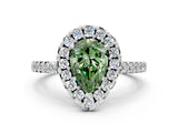 White gold Fancy Green Pear  Halo Diamond Pavé Solitaire Ring_27