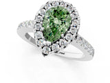 White gold Fancy Green Pear  Halo Diamond Pavé Solitaire Ring_28