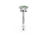 White gold Fancy Green Pear  Halo Diamond Pave Band Ring with Four-Prong Setting_17