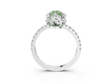 White gold Fancy Green Pear  Halo Diamond Pave Band Ring with Four-Prong Setting_18