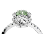 White gold Fancy Green Pear  Halo Diamond Pave Band Ring with Four-Prong Setting_19