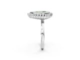 White gold Fancy Green Pear  Halo Diamond Ring with Milgrain Edge and Round Prong Setting_40