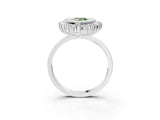White gold Fancy Green Pear  Halo Diamond Ring with Milgrain Edge and Round Prong Setting_41