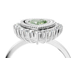 White gold Fancy Green Pear  Halo Diamond Ring with Milgrain Edge and Round Prong Setting_42