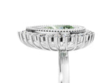 White gold Fancy Green Pear  Halo Diamond Ring with Milgrain Edge and Round Prong Setting_43