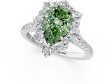 White gold Fancy Green Pear  Halo Diamond Ring with Pavé Band and Prong Setting_21