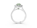 White gold Fancy Green Pear  Halo Diamond Ring with Pavé Band and Prong Setting_23