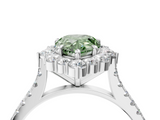 White gold Fancy Green Pear  Halo Diamond Ring with Pavé Band and Prong Setting_25