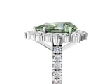 White gold Fancy Green Pear  Halo Diamond Ring with Pavé Band and Prong Setting_25