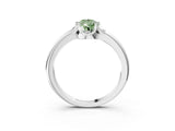 White gold Fancy Green Pear  Halo Diamond Ring with Round Cluster Setting, Solitaire Band, and Four-Prong Setting_105