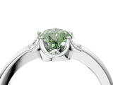 White gold Fancy Green Pear  Halo Diamond Ring with Round Cluster Setting, Solitaire Band, and Four-Prong Setting_107