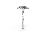 White gold Fancy Green Pear  Halo Diamond Solitaire with Pavé Band and Four-Prong Setting_105