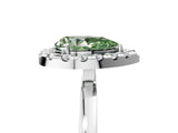 White gold Fancy Green Pear  Halo Diamond Solitaire with Pavé Band and Four-Prong Setting_108