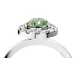 White gold Fancy Green Pear  Halo Diamond Solitaire with Pavé Band and Four-Prong Setting_88