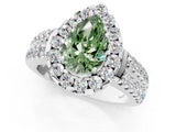 White gold Fancy Green Pear  Halo Diamond Split Shank Engagement Ring with Prong Setting_76