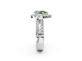 White gold Fancy Green Pear  Halo Diamond Split Shank Engagement Ring with Prong Setting_77