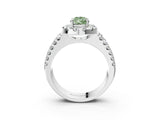 White gold Fancy Green Pear  Halo Diamond Split Shank Engagement Ring with Prong Setting_78