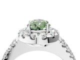 White gold Fancy Green Pear  Halo Diamond Split Shank Engagement Ring with Prong Setting_79