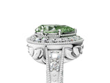 White gold Fancy Green Pear  Halo Diamond Split Shank Ring with Milgrain Detail_53